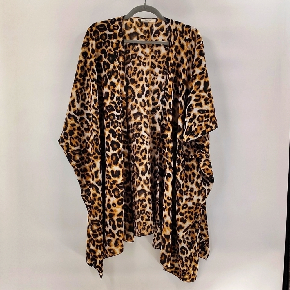 Comme Toi Leopard Kimono Size Small Medium Relaxed Fit Animal Print Flowy - Picture 1 of 9